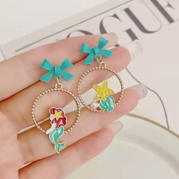 North Pole Boutique Jewelry - Disney Princess Ariel The Little Mermaid Cartoon Fashion Jewelry Womens Earrings